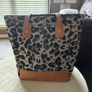 Jon Hart Leopard Print Alamo Heights Tote Bag